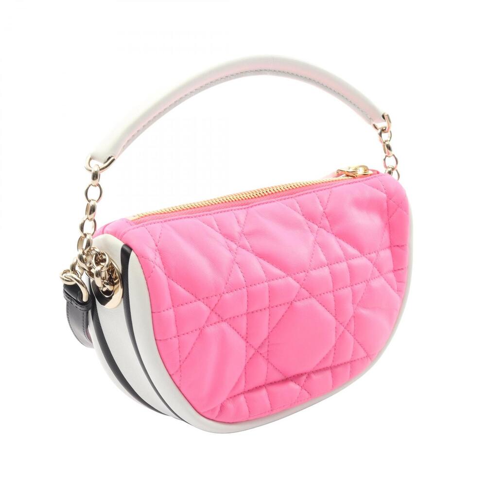 Dior VIBE Hobo Cannage Leather Shoulder Bag Pink White - Picture 2 of 5